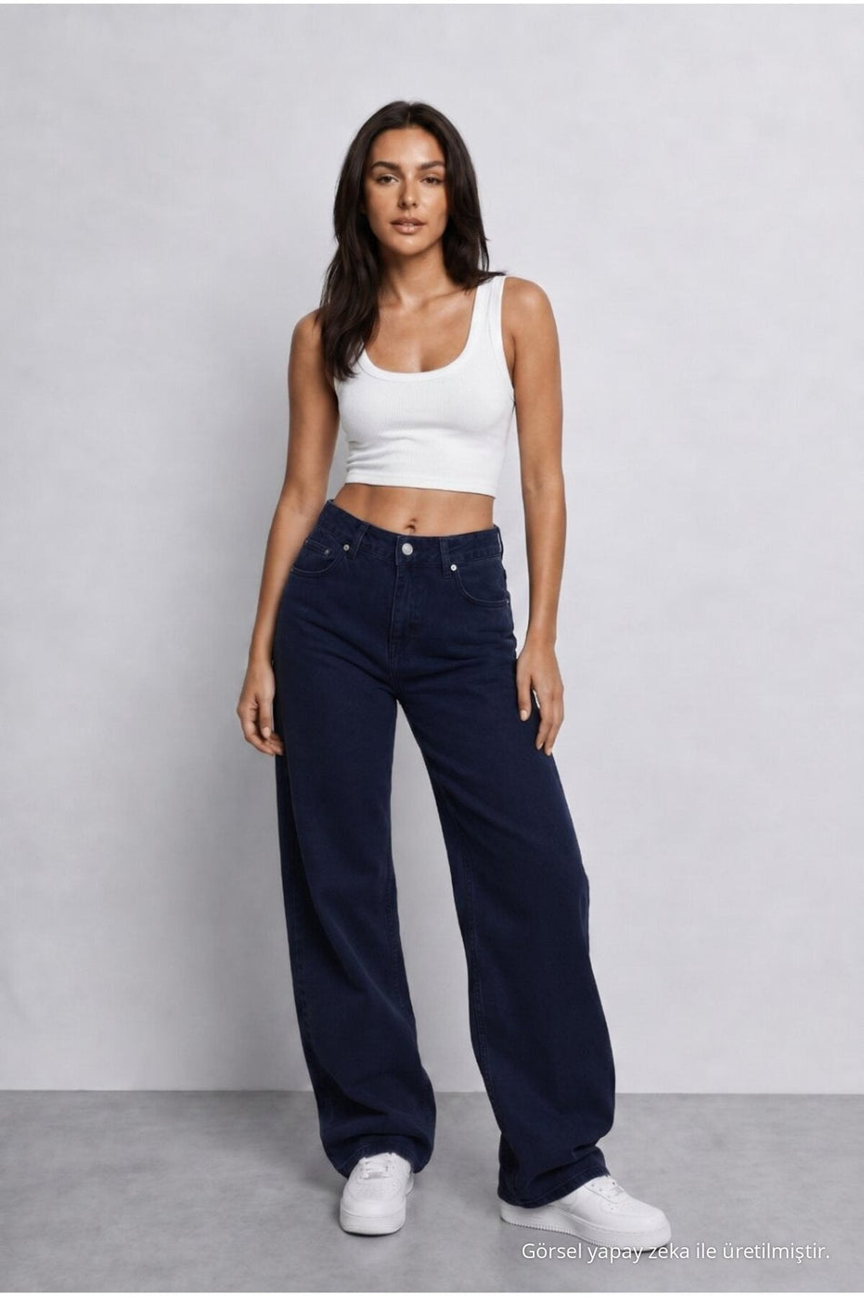 Women's Dark Navy High Waist Wide Leg Loose Stretchy Palazzo Pants - MALLTURK