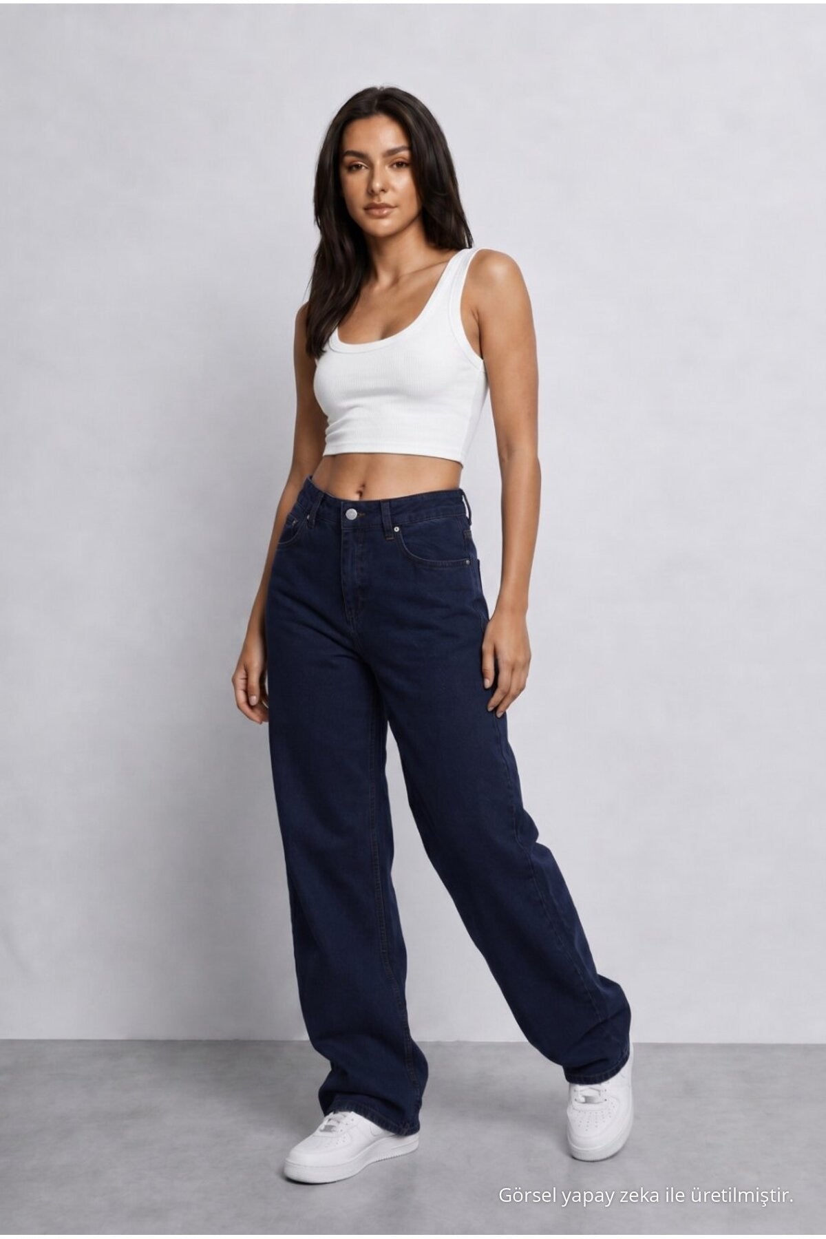 Women's Dark Navy High Waist Wide Leg Loose Stretchy Palazzo Pants - MALLTURK