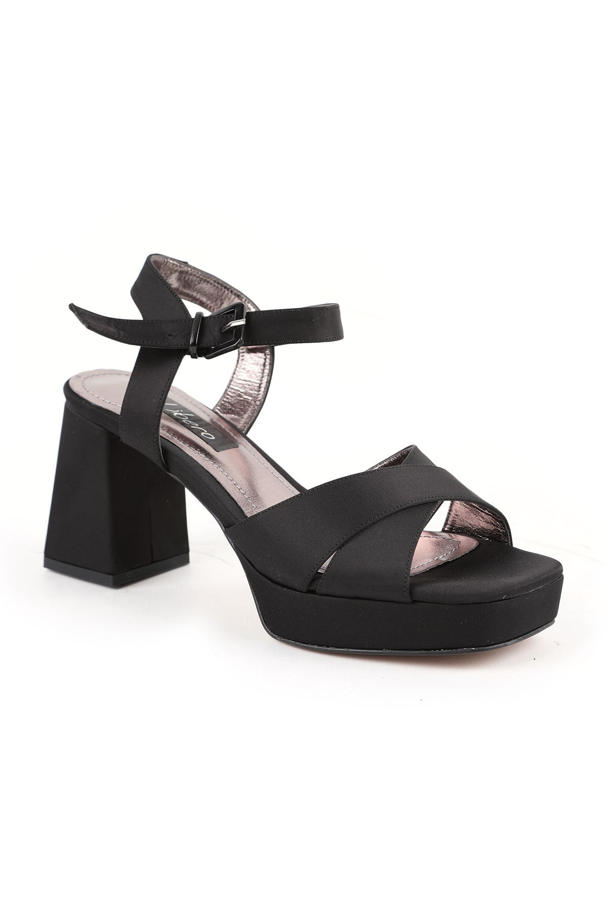 Women's Evening Dress Satin Cross-Strapped Platform Thick Heeled Evening Sandals L085.K99 - MALLTURK