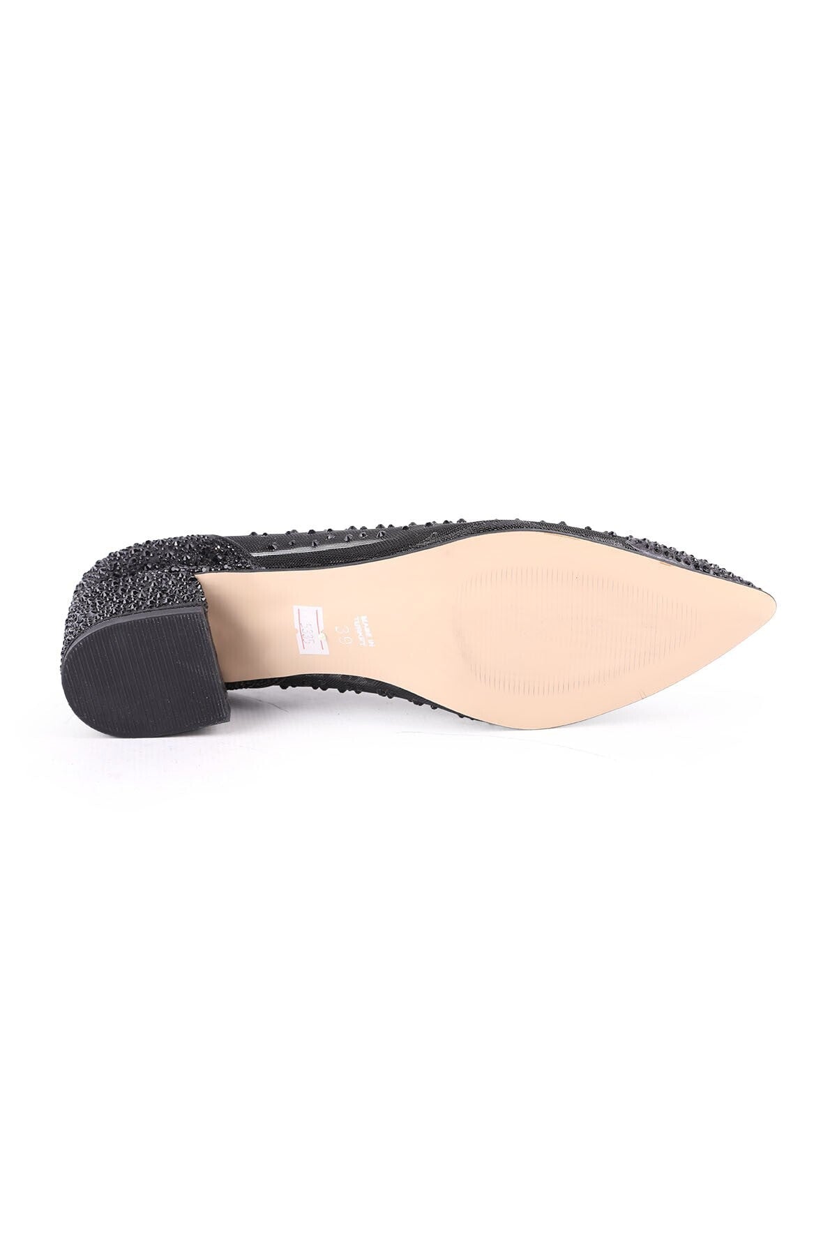 Women's Evening Dress Shoes with Stone Mesh and Pointed Toe, Short Heeled L047.5335 - MALLTURK