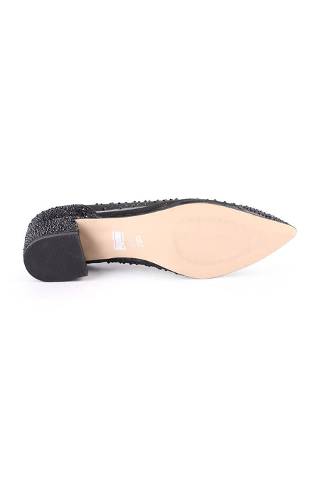 Women's Evening Dress Shoes with Stone Mesh and Pointed Toe, Short Heeled L047.5335 - MALLTURK