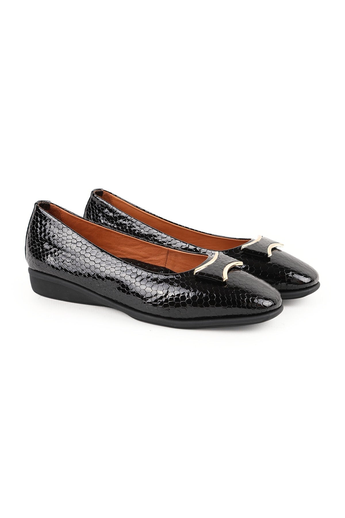 Women's Flat Mother Shoes Snake Printed Faux Leather Buckle Slip-On L031.25142233 - MALLTURK