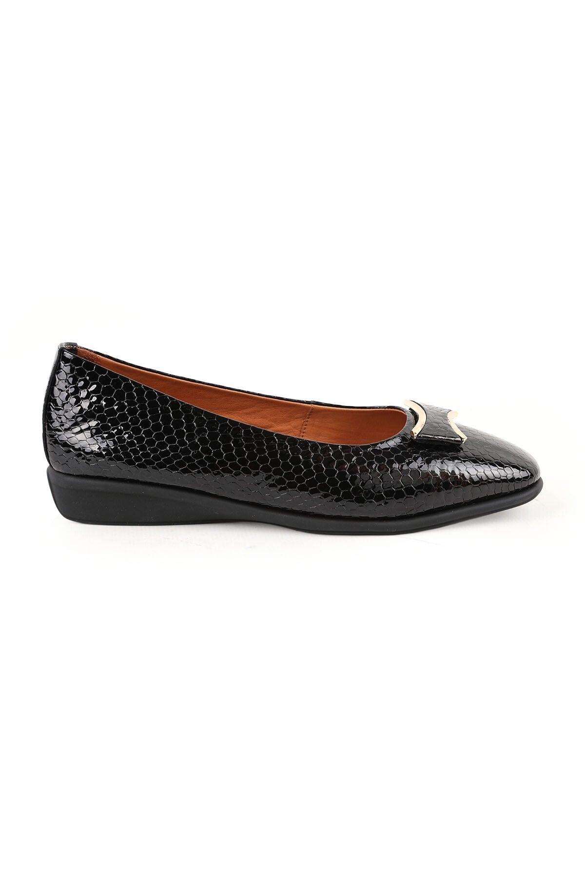 Women's Flat Mother Shoes Snake Printed Faux Leather Buckle Slip-On L031.25142233 - MALLTURK