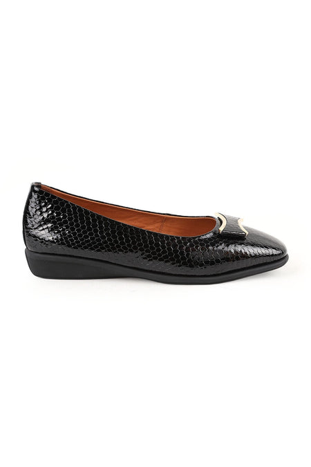 Women's Flat Mother Shoes Snake Printed Faux Leather Buckle Slip-On L031.25142233 - MALLTURK