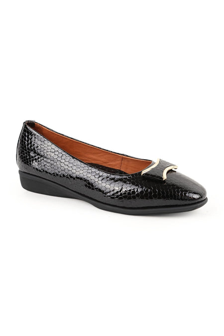 Women's Flat Mother Shoes Snake Printed Faux Leather Buckle Slip-On L031.25142233 - MALLTURK