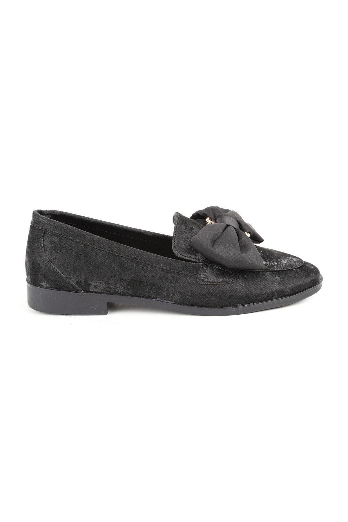 Women's Genuine Leather K029 Nubuck Loafer with Bow Detail and Tpu Sole - MALLTURK