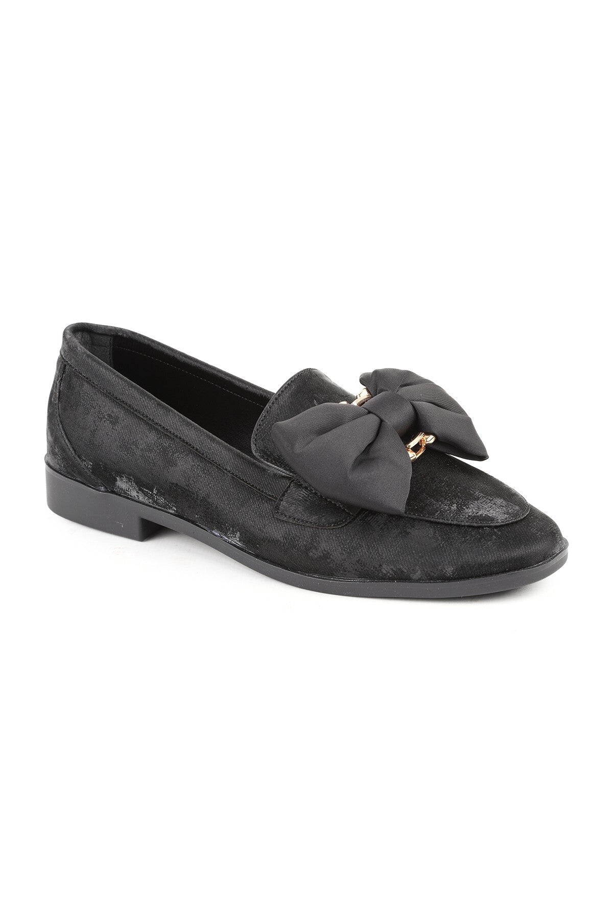 Women's Genuine Leather K029 Nubuck Loafer with Bow Detail and Tpu Sole - MALLTURK