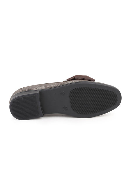 Women's Genuine Leather K029 Nubuck Loafer with Bow Detail and Tpu Sole - MALLTURK