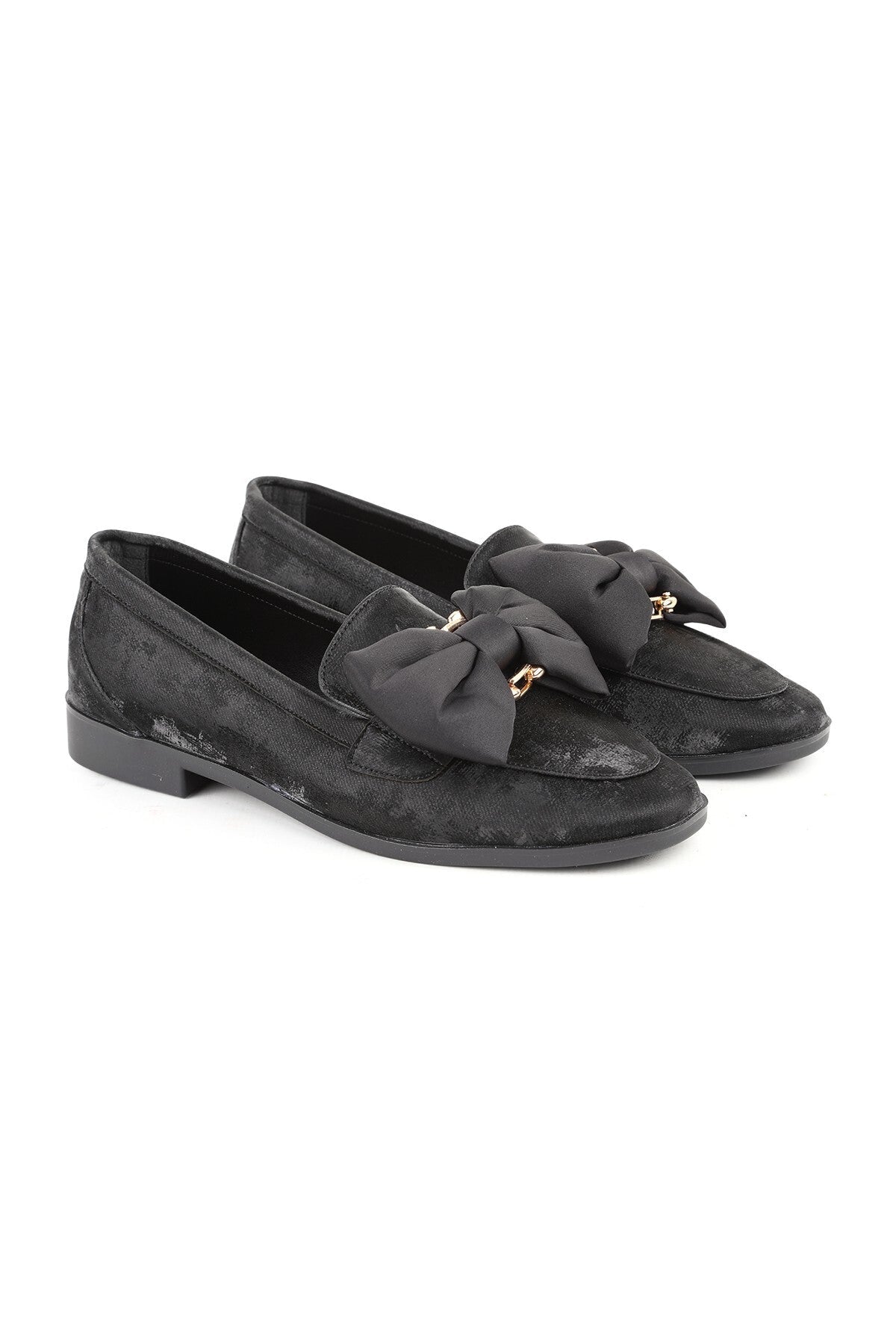Women's Genuine Leather K029 Nubuck Loafer with Bow Detail and Tpu Sole - MALLTURK