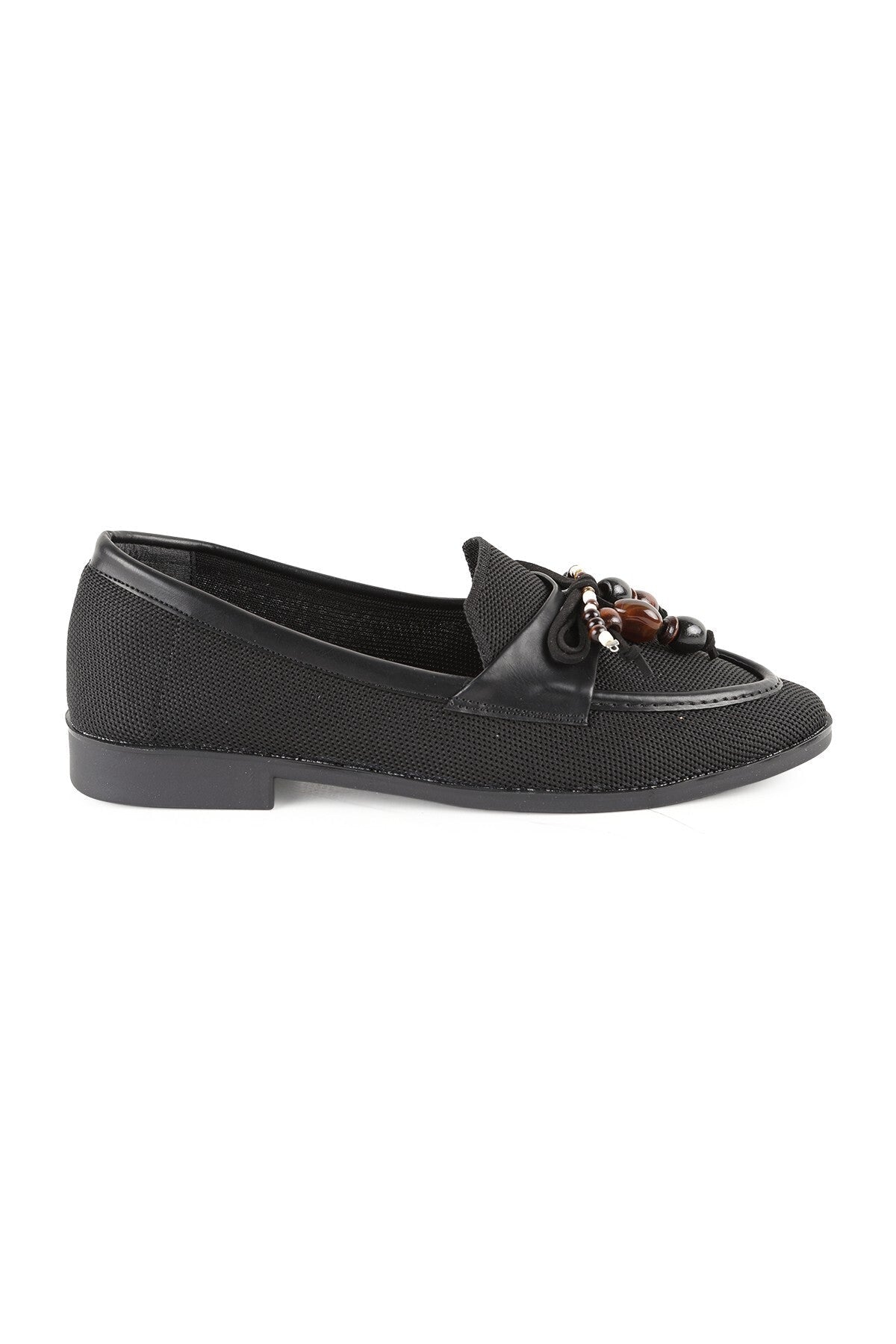Women's Genuine Leather L085.K0603 Loafer with Bead Accessories - MALLTURK