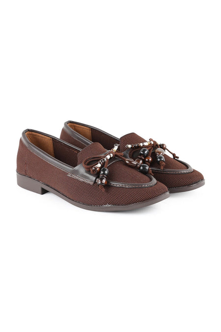 Women's Genuine Leather L085.K0603 Loafer with Bead Accessories - MALLTURK