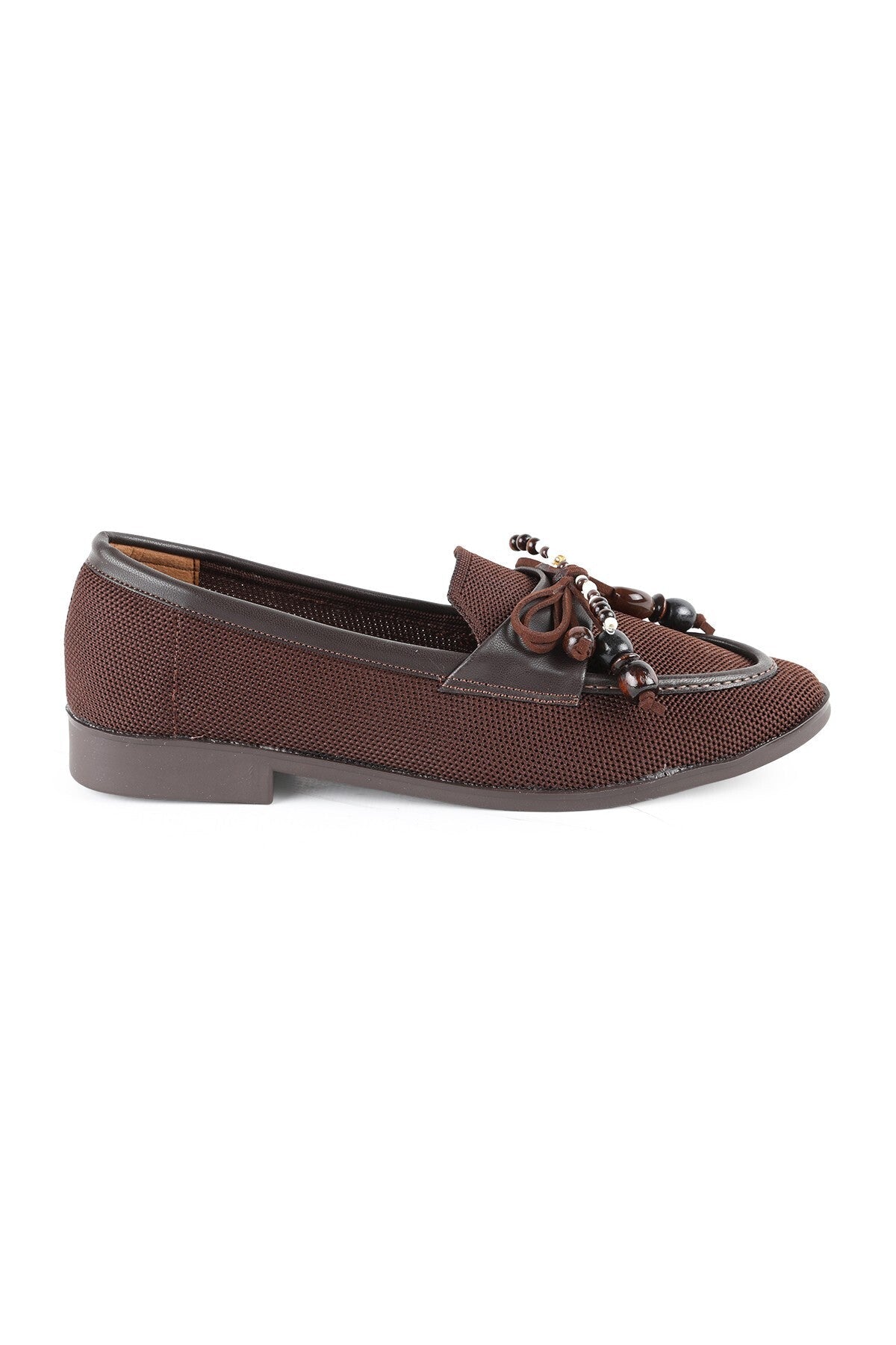 Women's Genuine Leather L085.K0603 Loafer with Bead Accessories - MALLTURK