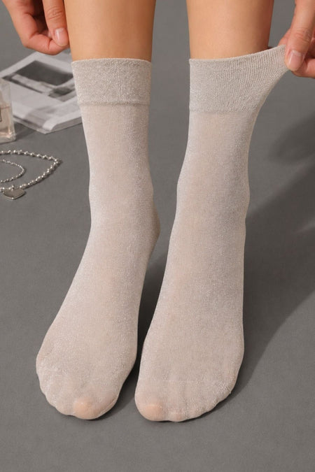 Women's Gray Glittery Shiny Thin Flexible Socks - MALLTURK