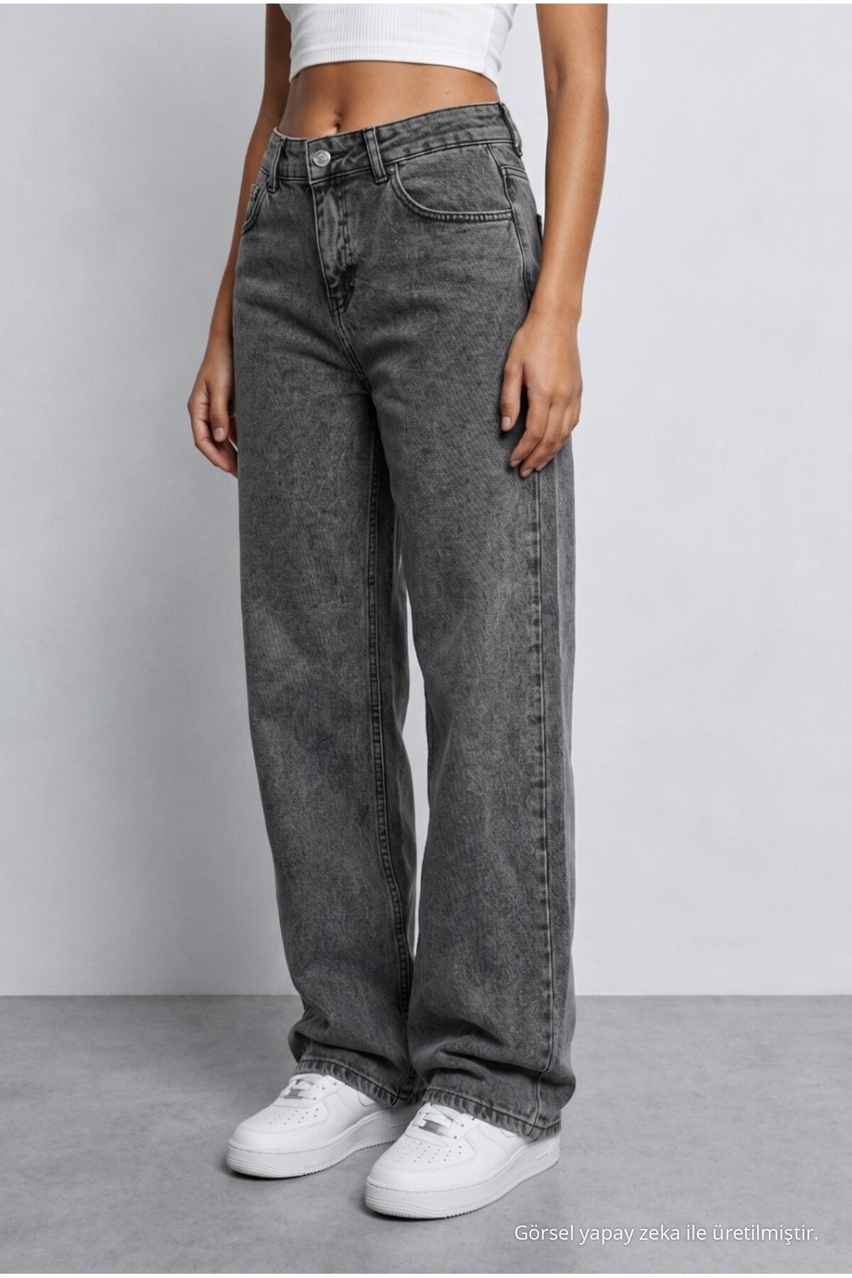 Women's Grey High-Waisted Wide-Leg Loose-Fitting Stretchy Palazzo Pants - MALLTURK