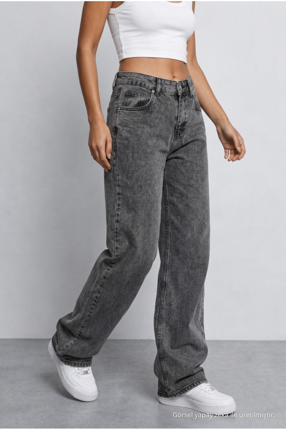 Women's Grey High-Waisted Wide-Leg Loose-Fitting Stretchy Palazzo Pants - MALLTURK