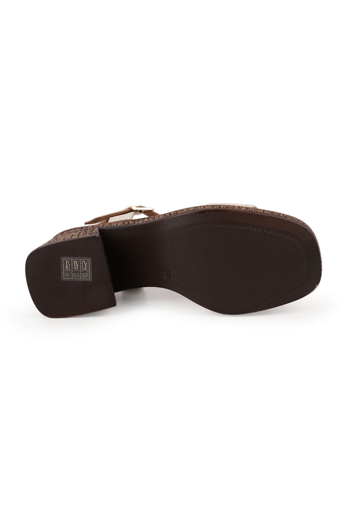 Women's Heeled Sandals Genuine Leather Single Strap Straw Sole Daily Comfortable Sandals L024.260505 - MALLTURK