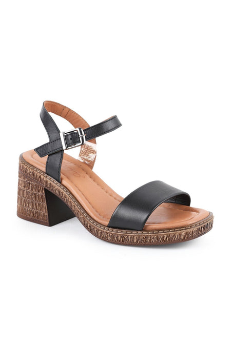 Women's Heeled Sandals Genuine Leather Single Strap Straw Sole Daily Comfortable Sandals L024.260505 - MALLTURK