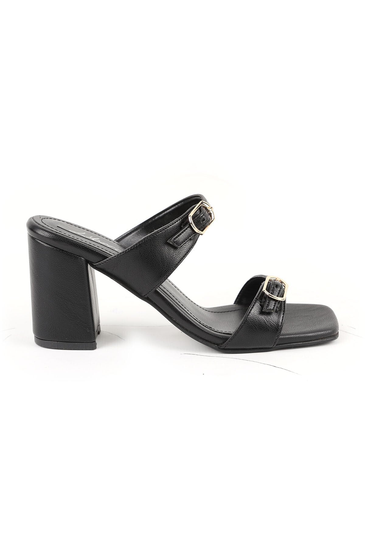 Women's Heeled Slippers Double Buckle Thick Block Heel Blunt Toe Stylish Daily Antique Jurdan Sole L085.K0615 - MALLTURK