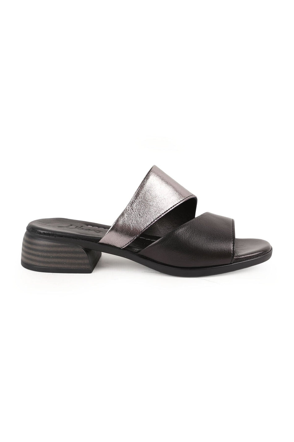 Women's Heeled Slippers Double Straps Open Toe Thick Short Heel Antique Leather L078.10201 - MALLTURK