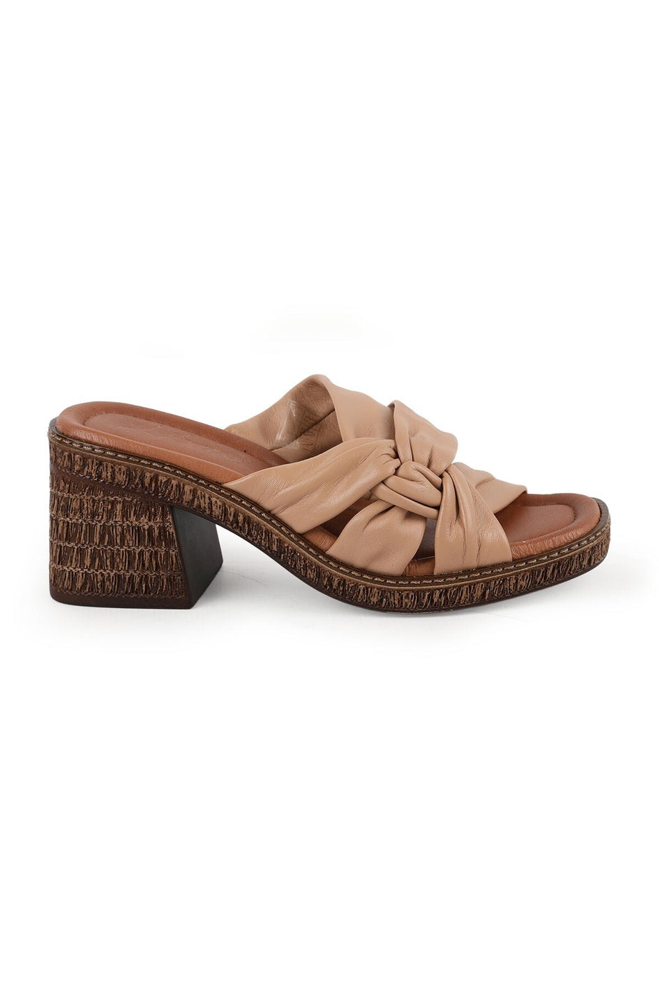 Women's Heeled Slippers Genuine Leather Knotted Straw Sole Daily Comfortable Sabo Slippers L024.260500 - MALLTURK