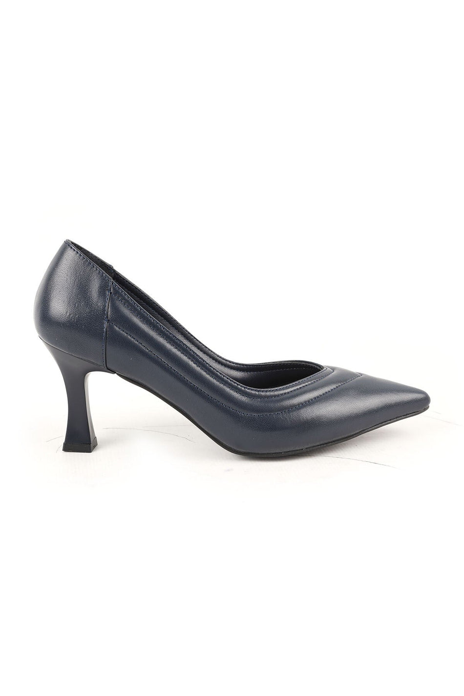 Women's High Heel Shoes Genuine Leather Pointed Toe Padded Low-Cut Striped Medium Goblet Heel L068.1113 - MALLTURK