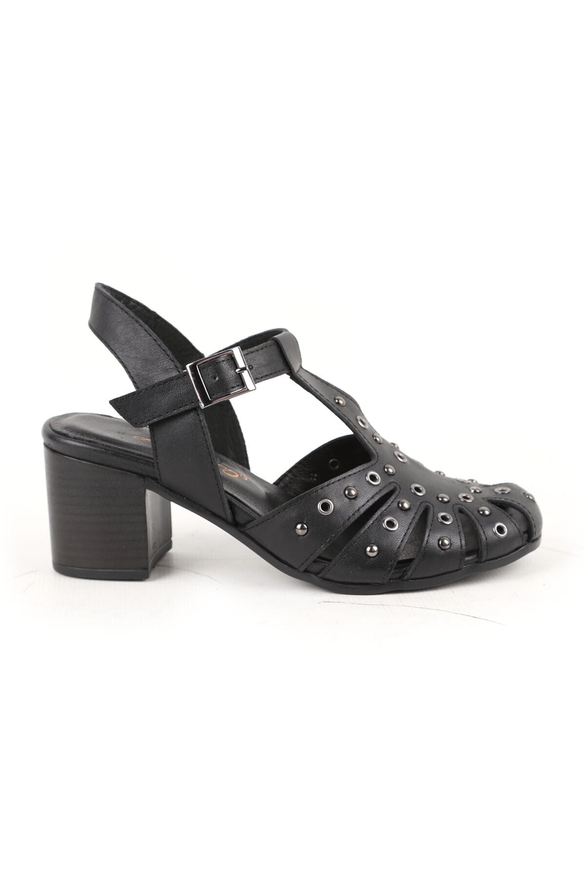 Women's High Heel Shoes Medium Heel Round Toe Studded Caged Antique L031.26108425 - MALLTURK