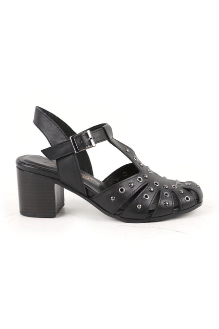 Women's High Heel Shoes Medium Heel Round Toe Studded Caged Antique L031.26108425 - MALLTURK
