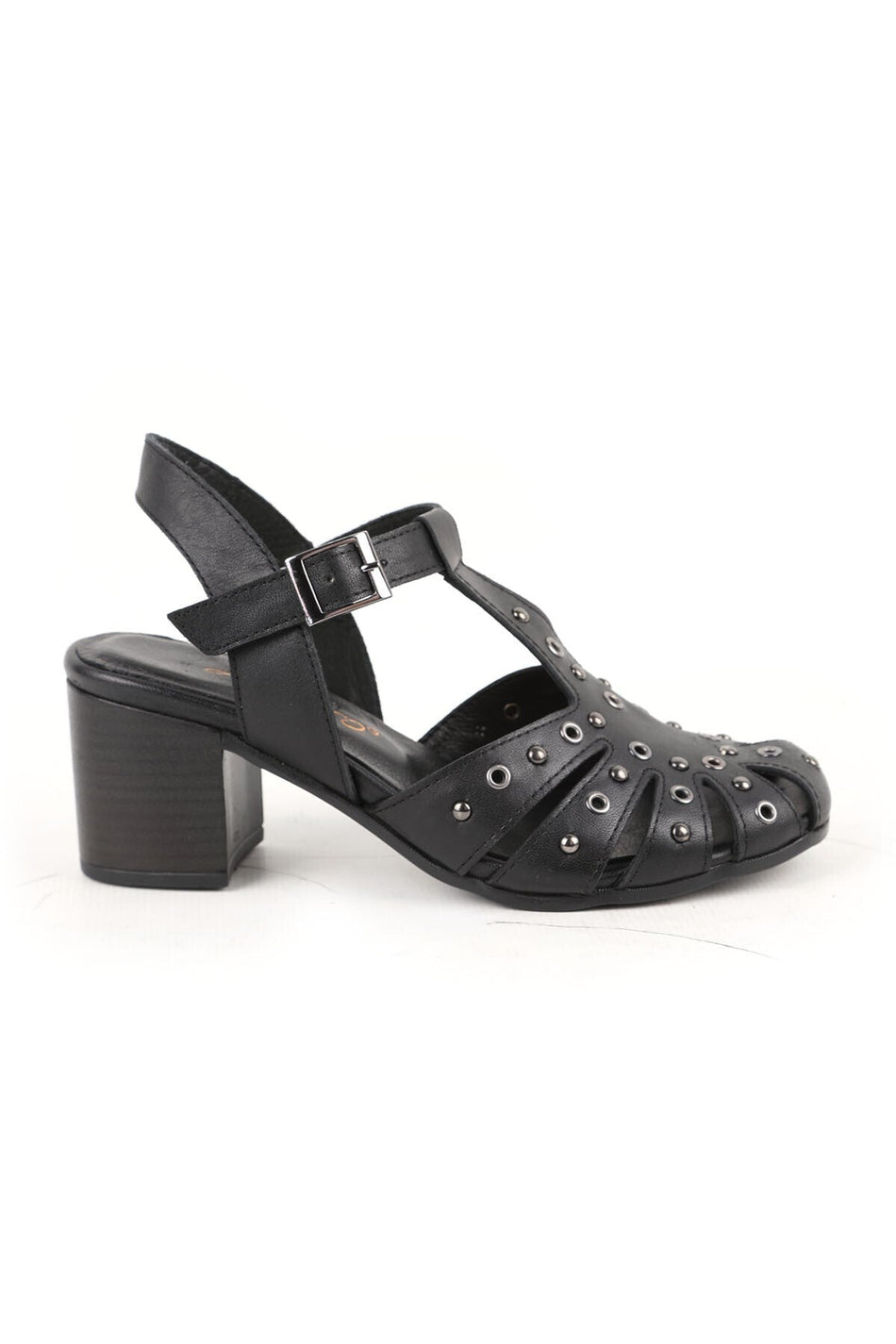 Women's High Heel Shoes Medium Heel Round Toe Studded Caged Antique L031.26108425 - MALLTURK