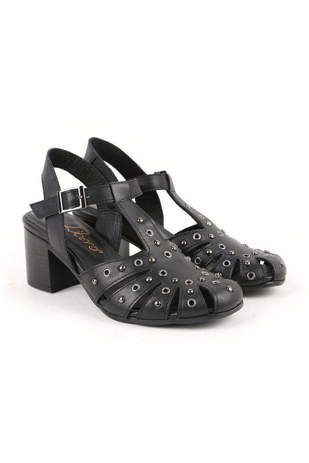 Women's High Heel Shoes Medium Heel Round Toe Studded Caged Antique L031.26108425 - MALLTURK