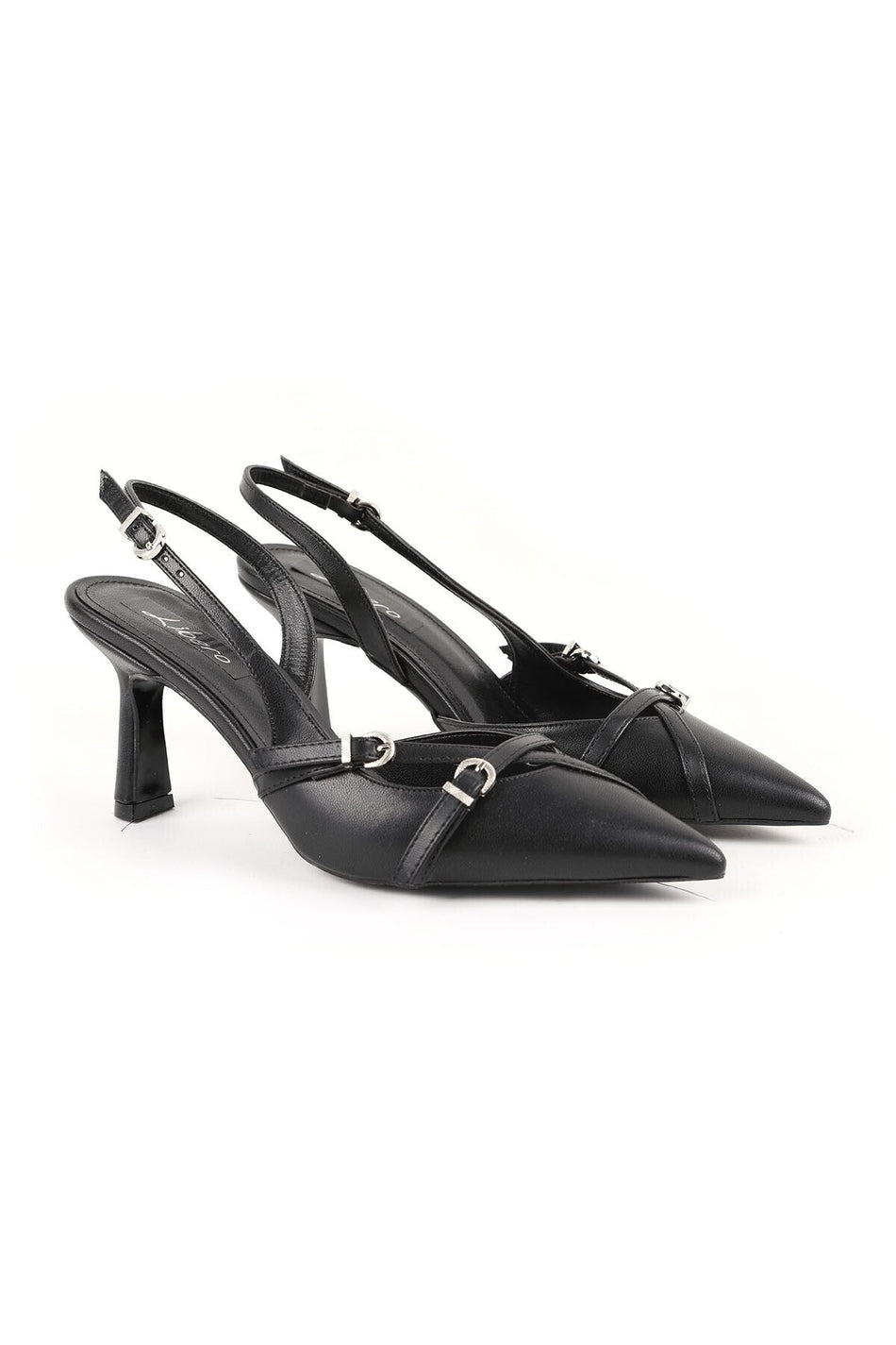Women's High Heel Shoes Pointed Toe Cross Buckle Detailed Slingback Stylish Classic Office Antique L085.K2017 - MALLTURK