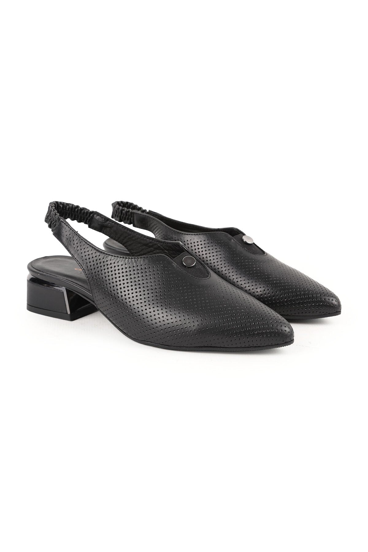 Women's High Heel Shoes Short Heel Pointed Toe Sling-Back Laser Cut Antique L031.26109516 - MALLTURK