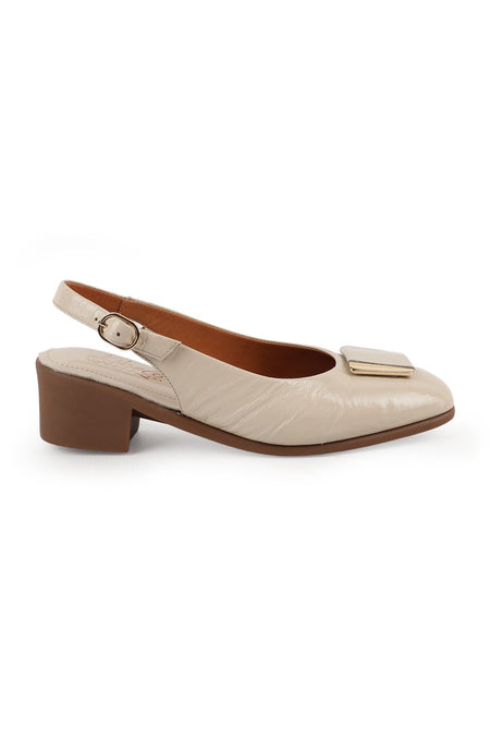 Women's High Heel Shoes Short Heel Round Toe Sling-Back Wrinkled Patent Leather L031.26143261Y - MALLTURK