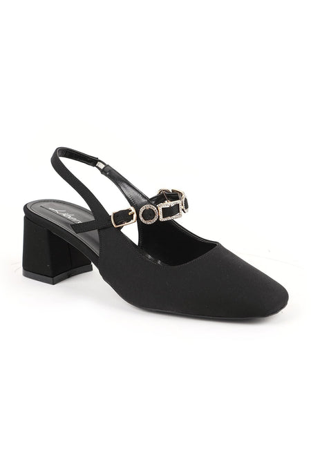 Women's High Heel Shoes Suede Look Stone Buckle Detailed Slingback Stylish Office Thick Block Heel 85K2675 - MALLTURK
