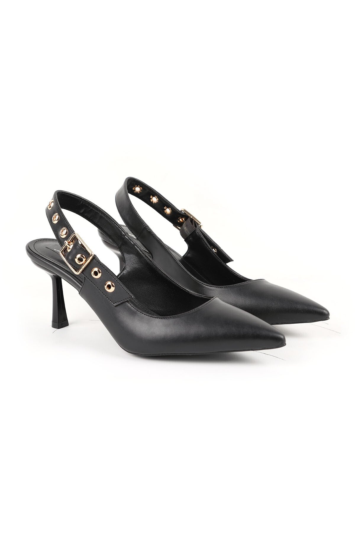 Women's High Heeled Shoes Pointed Toe Slingback Buckle Detailed Stylish Evening Dress Shoes Jurdan Sole L085.K1306 - MALLTURK