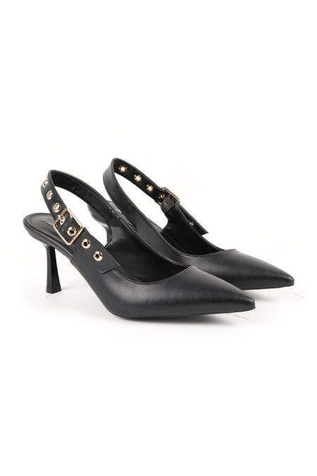 Women's High Heeled Shoes Pointed Toe Slingback Buckle Detailed Stylish Evening Dress Shoes Jurdan Sole L085.K1306 - MALLTURK