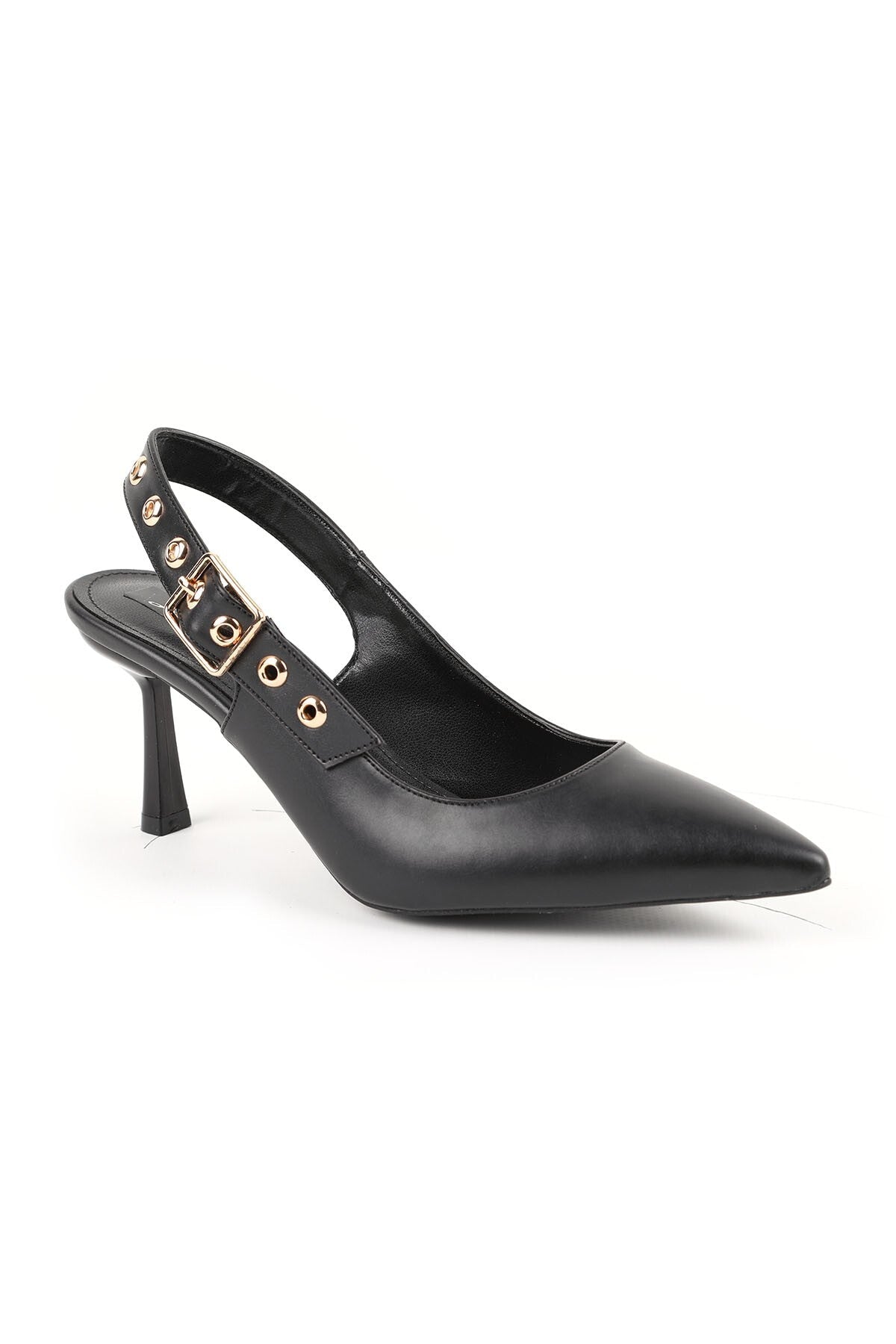 Women's High Heeled Shoes Pointed Toe Slingback Buckle Detailed Stylish Evening Dress Shoes Jurdan Sole L085.K1306 - MALLTURK