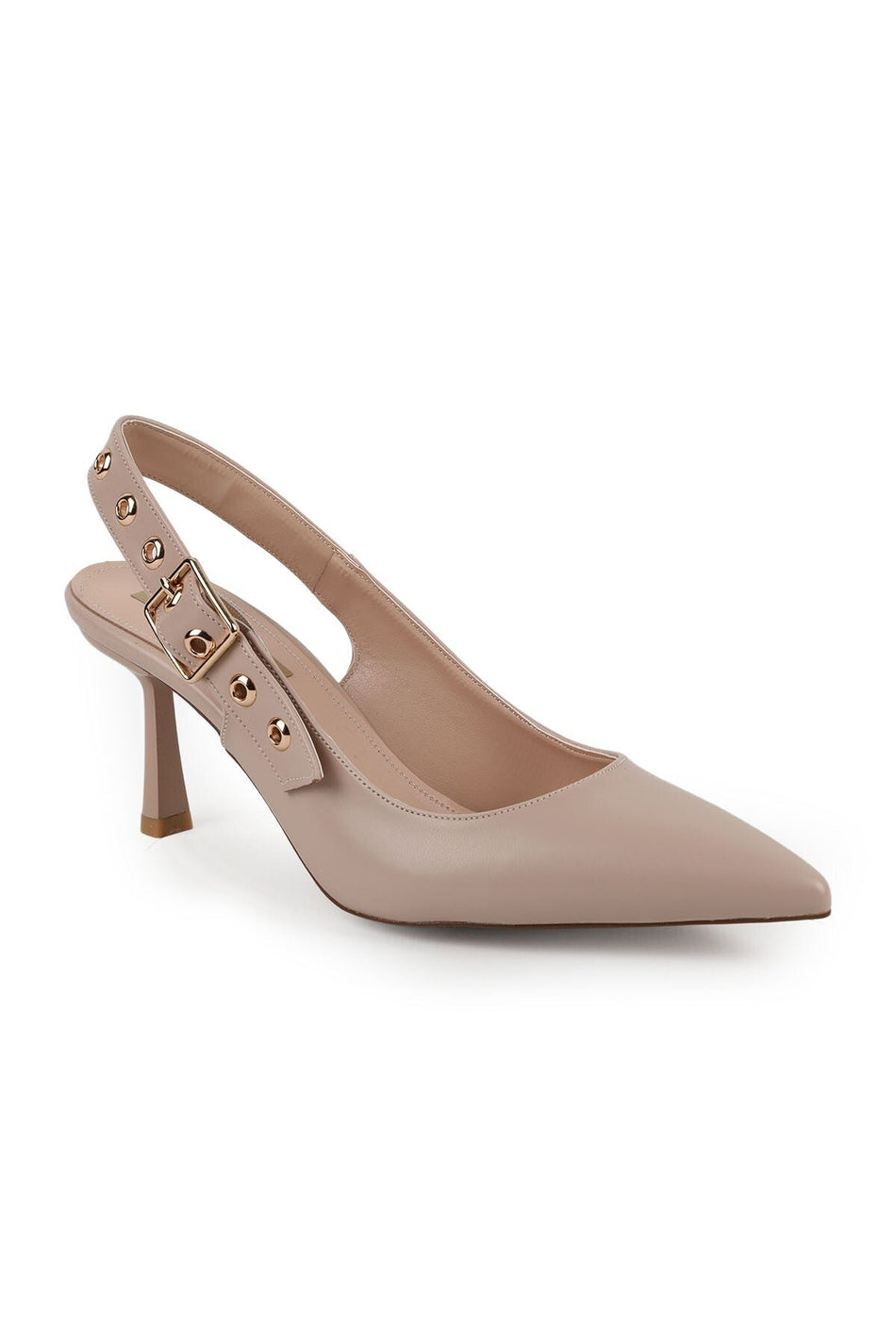 Women's High Heeled Shoes Pointed Toe Slingback Buckle Detailed Stylish Evening Dress Shoes Jurdan Sole L085.K1306 - MALLTURK