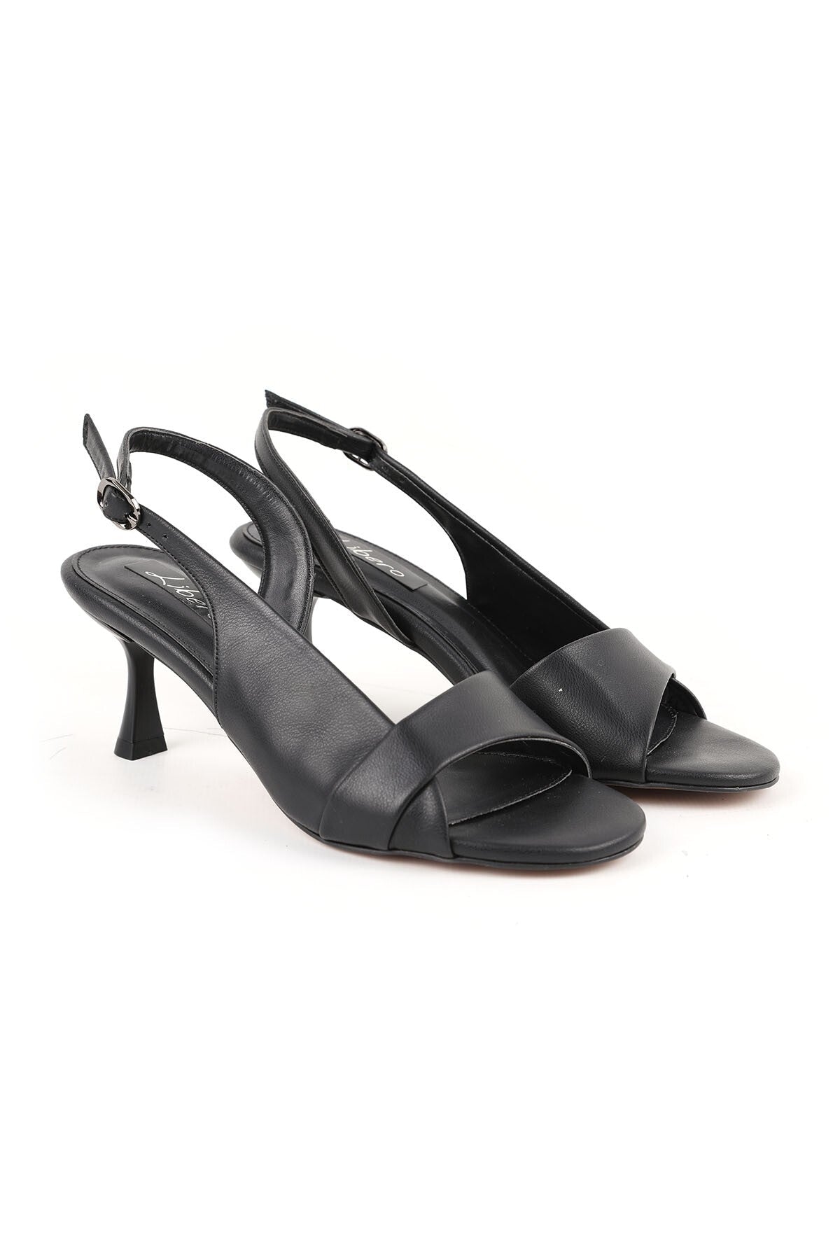 Women's High Heels Open Toe Sling-Back Mid-Heeled Antique Leather L085.K617 - MALLTURK