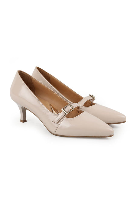 Women's High Heels Patent Leather Mary Jane Pointed Toe Mid-Heel Buckle Shoes L031.26105007 - MALLTURK