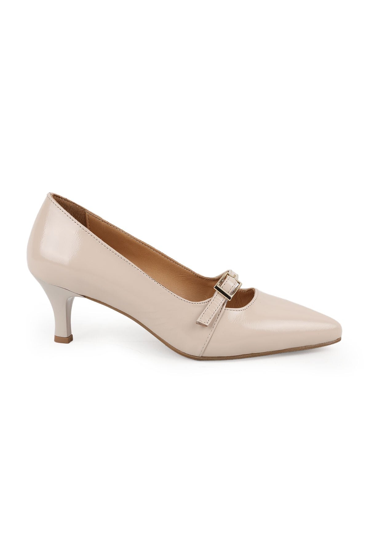 Women's High Heels Patent Leather Mary Jane Pointed Toe Mid-Heel Buckle Shoes L031.26105007 - MALLTURK