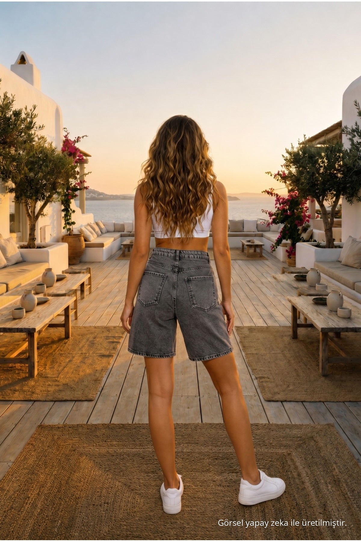 Women's High Waist 5-Pocket Relaxed Fit Denim Shorts Grey - MALLTURK
