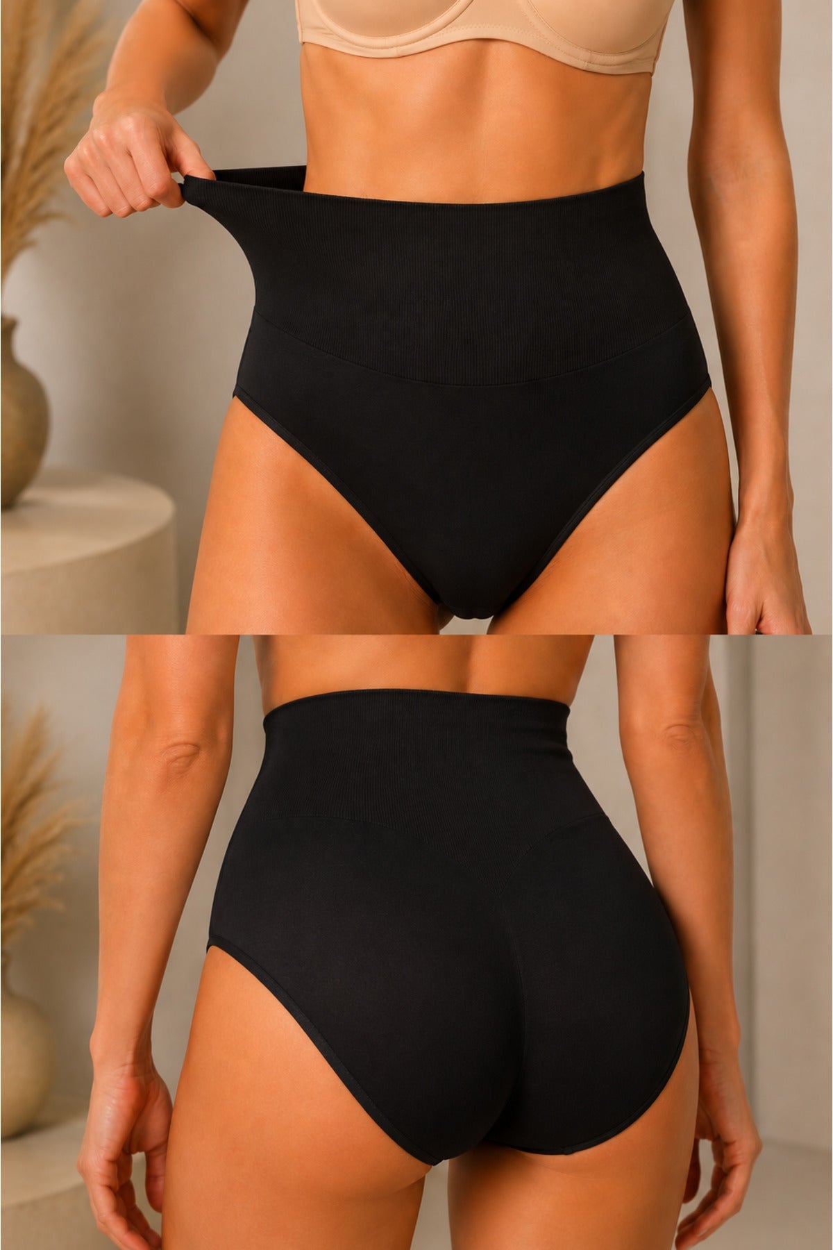 Women's High Waist Stretchy Black Panties - MALLTURK