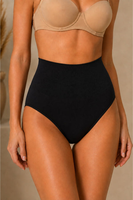 Women's High Waist Stretchy Black Panties - MALLTURK