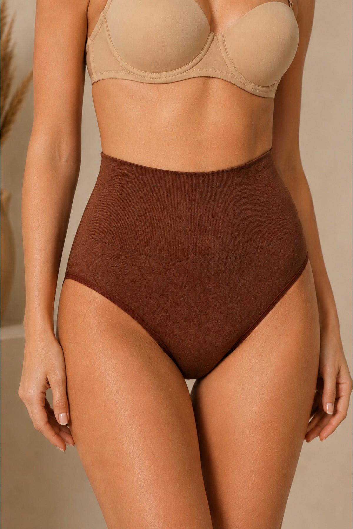 Women's High Waist Stretchy Coffee Color Panties - MALLTURK
