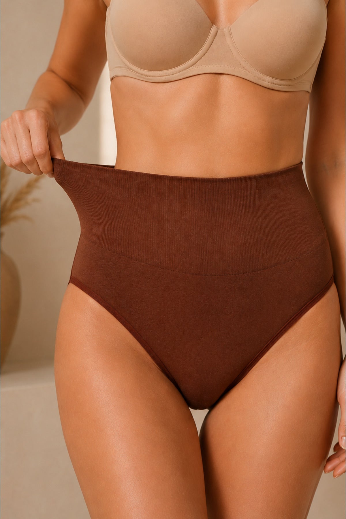 Women's High Waist Stretchy Coffee Color Panties - MALLTURK
