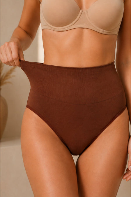Women's High Waist Stretchy Coffee Color Panties - MALLTURK