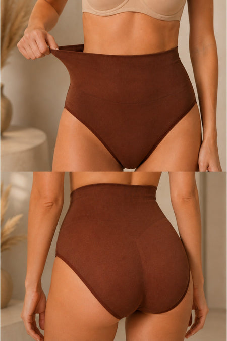 Women's High Waist Stretchy Coffee Color Panties - MALLTURK