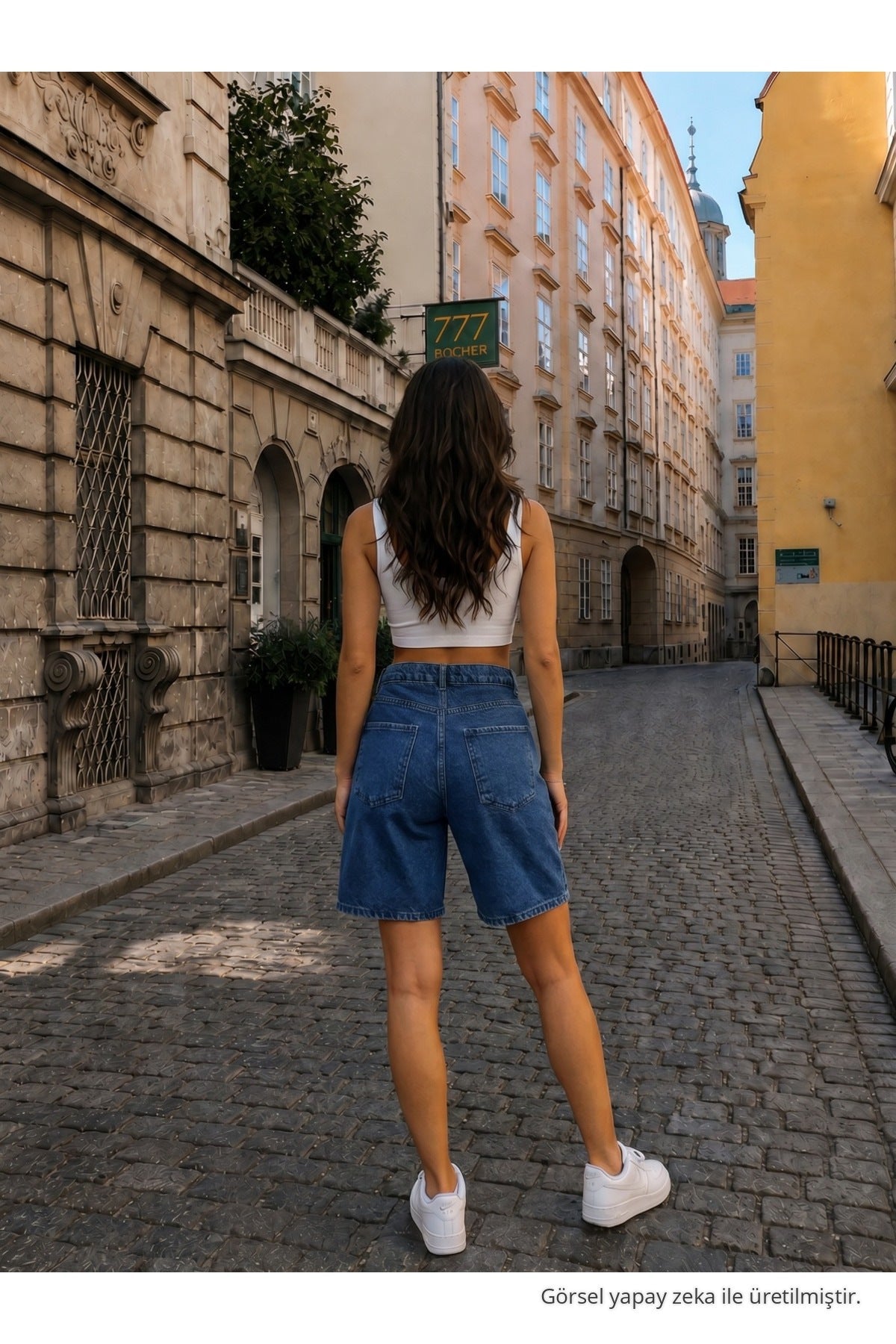 Women's High-Waisted Five-Pocket Denim Relaxed Fit Shorts Navy Blue - MALLTURK