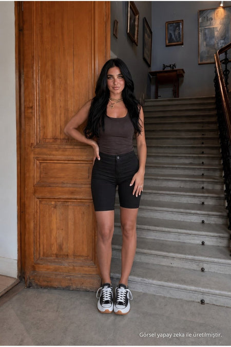 Women's High-Waisted Shaping Shorts BLACK - MALLTURK
