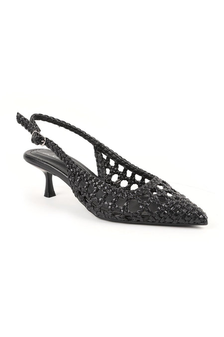 Women's Knitted Heeled Shoes Pointed Toe Short Goblet Heel Slingback Stylish Comfortable Tpu Sole L085.K265 - MALLTURK